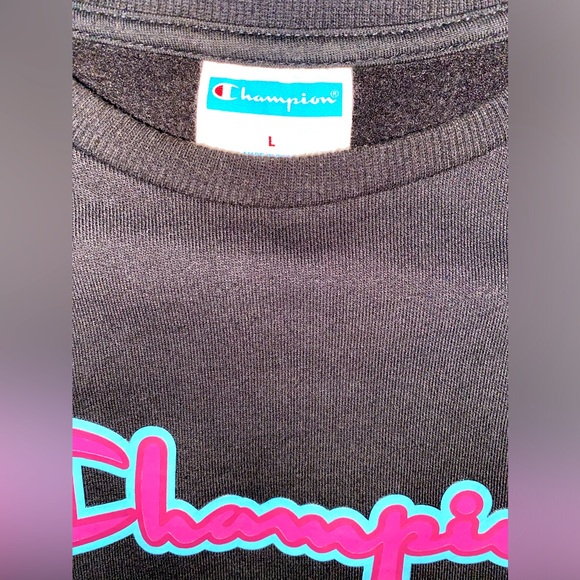 ✨LIKE NEW✨UNISEX YOUTH SIZE L CHAMPION CREW NECK SWEATER🩵🩷 - Picture 3 of 4